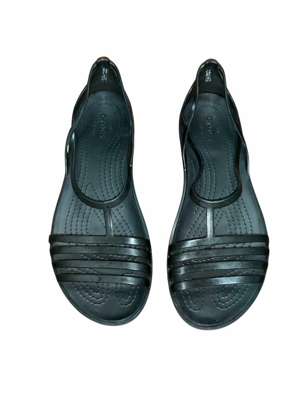Crocs Isabella Huarache Jelly Flats Black Size 9